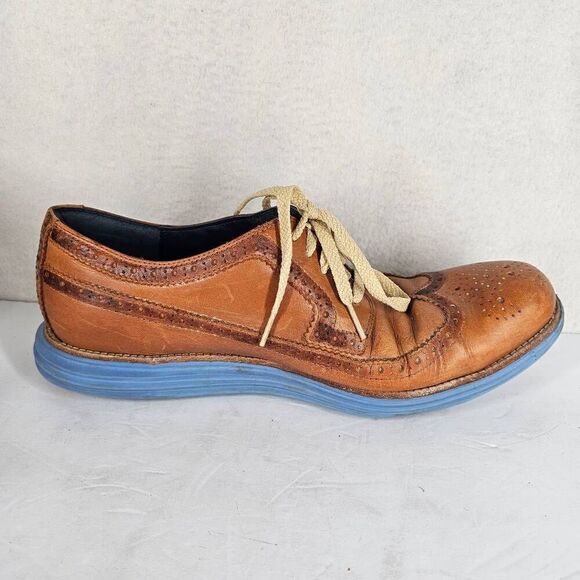 Cole Haan Men's Lace Up Wingtip Oxfords Tan 13 - Picture 2 of 9